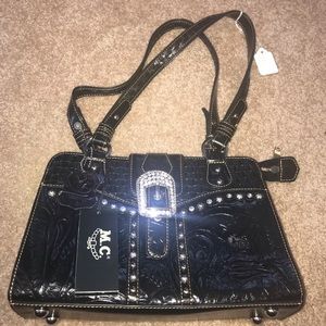 Genuine Leather, Rhinestone Handbag